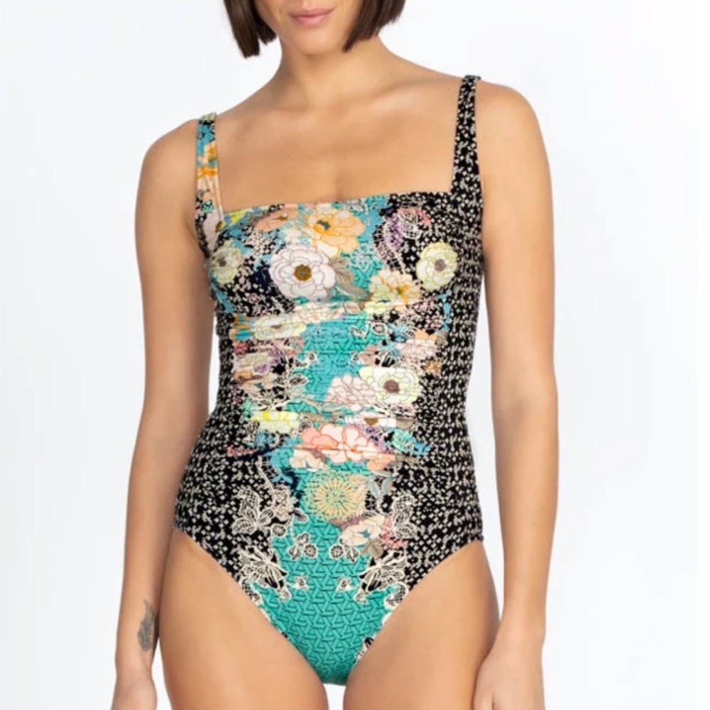 NWT Johnny Was Mila Ruched One-Piece Swimsuit